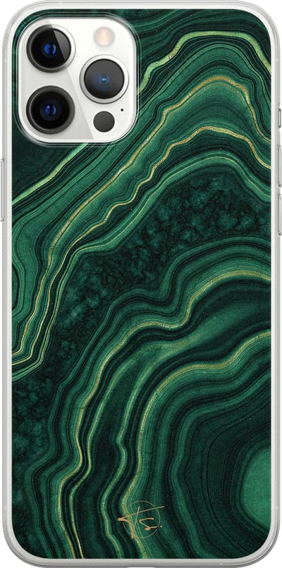 Hoesje geschikt voor iPhone 12 Pro Max - Agate groen - Soft Case - TPU - Print - Groen - Mooie Telefoonhoesjes