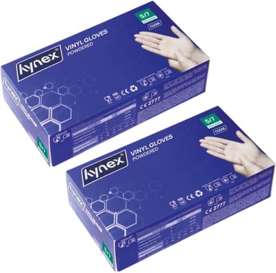 Hynex Vinyl Wegwerphandschoenen – Gepoederd – Latexvrij – Transparant – Maat S – 4,5gr – 200 stuks (2 × 100 stuks)
