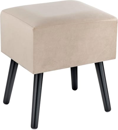 Comfortabele Zitzak Voetensteun van Fluweel met Houten Poten - Beige