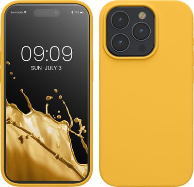 kwmobile Case voor iPhone 15 Pro - Slank TPU-Hoesje met Zachte Afwerking - In honinggeel