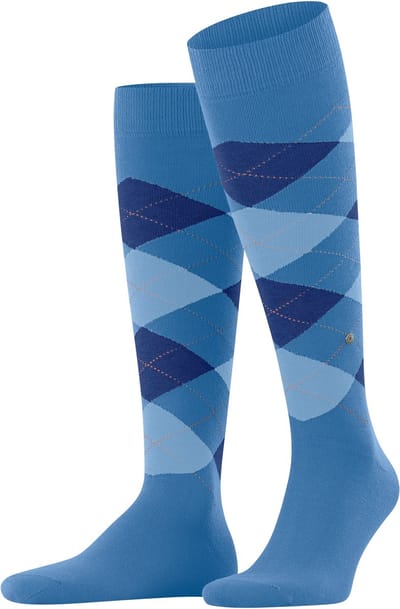 Burlington King lang gedessineerd katoen kniekousen heren blauw - maat 40-46