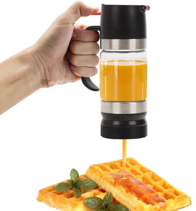 Dailygoods- Honingdispenser geen druppel - 315 ml honingpot - Hoog borosilicaatglas - Luchtdicht - Handvat - Eenvoudig met één hand te bedienen