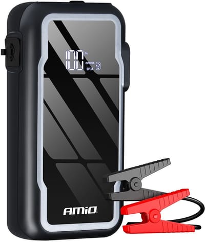 AMiO Portable 3-in-1 Jump Starter LED Powerbank – 12V 12Ah – 1600A – Compact en Krachtig