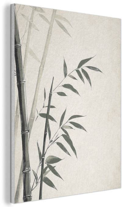 Akoestisch wandpaneel 30x40 cm - Vilt schilderij Japandi - Bamboe - Beige - Akoestische panelen - Geluidsdempende wanddecoratie - Geluidsisolatie woonkamer - Muurdecoratie geluidspanelen
