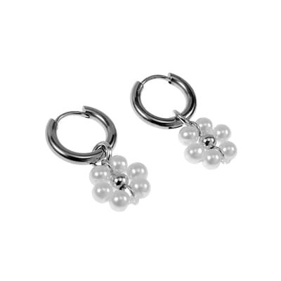 ∅15mm Oorringen Dames - Kristalparel - RVS - Oorbellen met Bloem Hanger