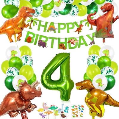 FeestmetJoep® Dino 4 jaar verjaardag versiering - Dino & Jungle thema