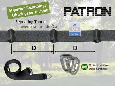 Patron Schommelband 4m voor tussen Bomen met Spanband en Ratels