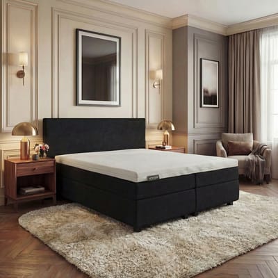 Mörgenn Hotel en B&B Boxspring - Pocketvering - Zwart - 80x200 cm - Inclusief Dekbed en Kussens