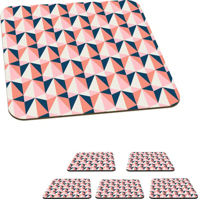Onderzetters voor glazen - Retro - Patronen - Driehoek - 10x10 cm - Glasonderzetters - 6 stuks