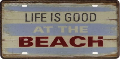 Wandbord – Mancave – Beach - Strand – Vintage - Retro - Wanddecoratie – Reclame bord – Restaurant – Kroeg - Bar – Cafe - Horeca – Metal Sign – Mannen Cadeau - 15x30cm