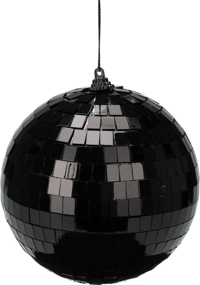 Christmas Decoration discobal kerstbal - 1x - zwart -12 cm -kunststof