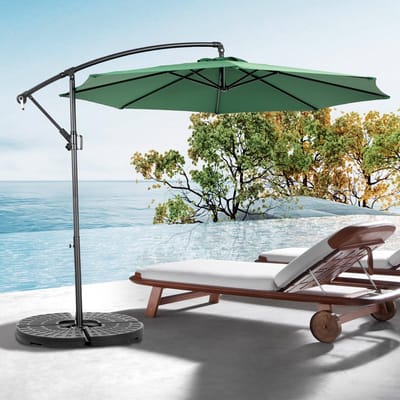 Parasol Dubbel - 460 x 270 x 240 cm - Rechthoekig Met Slinger - Zonder Voet - Polyester - Donkergroen