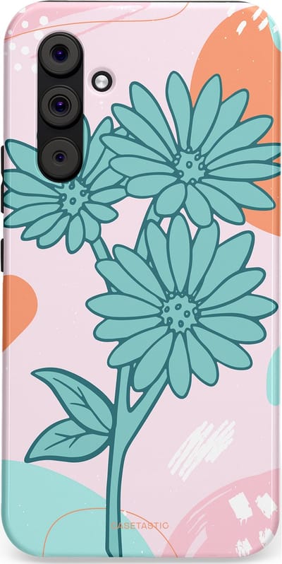 Casetastic hoesje geschikt voor Samsung Galaxy A54 (2023) 5G - Dubbellaagse bescherming - Roze Oranje Bloemen - Fashion Case - Wit Mintgroen Lichtroze Lichtblauw