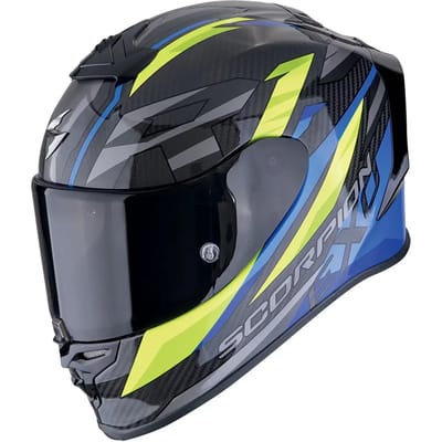 Scorpion EXO-R1 Evo Carbon Air Runner Zwart Blauw Geel Integraalhelm - Maat XL - Helm