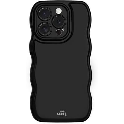 xoxo Wildhearts Glossy Wavy Case Black telefoonhoesje - Geschikt voor iPhone 13 Pro Max - Golvend hoesje - Glimmende silicone case met golven - Vlekbestendig - Zwart