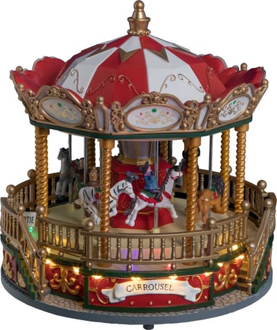 Feeric Lights & Christmas Kerstdorp draaimolen - draaiend - led verlichting - muziek - 23,5 cm