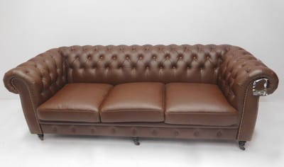 Chesterfield bank "Cambridge" - 3 zits met 3 kussens - Vintage rundleer Brown