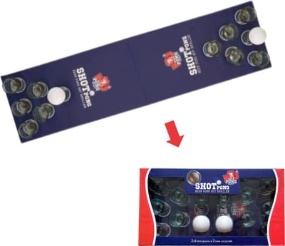 Shotpong - Inclusief bord + 12 shotsglazen + 2 pingpong ballen - Drankspel - Zuipen - Alcohol - Drinkspel - Drankspelletjes - Partygames - Drinking Game - Beerpong - Bierpong - Shot pong - Cadeau