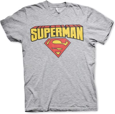 Superman T-shirt met logo in blokletters, heather-grijs