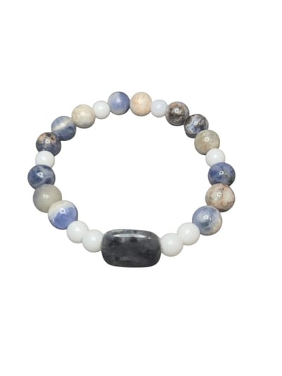 witte agaat, lapis lazuli en sodaliet armband.