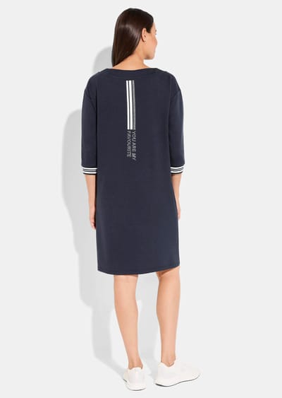 Jersey jurk met opstaande kraag - marine - Gr. 38 van Goldner Fashion
