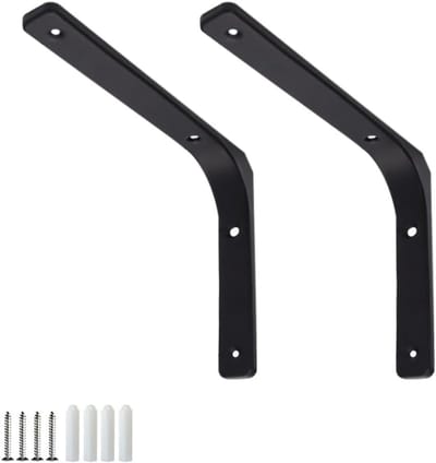 Stevige Hoekbeugels voor Wandmontage - 2 Stuks Zwarte Beugels voor Drijvende Planken, Ideaal voor Opbergruimte en Decoratie, 7.5x7.5cm