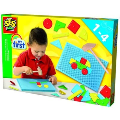 SES - My First - Hamertje Tik - original - Montessori speelgoed - originele set met basis vormen - inclusief hamer - Speelgoed 1 jaar, 2 jaar 3 jaar en 4 jaar - Sinterklaas Cadeautjes