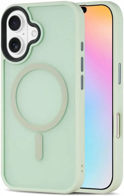 Hoesje Geschikt voor iPhone 16 - Compatibel met MagSafe - Matte Beschermhoes - Back Cover met Magneet - Licht Groen