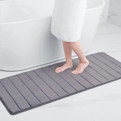 Dailygoods- Badmat Antislip - Traagschuim - Absorberend - Wasbaar - 60 x 120 cm - Donkergrijs - Zacht Flanellen Oppervlak - Badkamermat