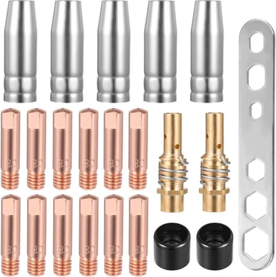 22-delig MIG/MAG lasaccessoireset met 12 power nozzles, 5 lasnozzles en 2 isolatoren voor optimale lasprestaties