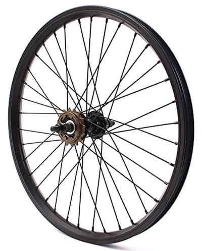 BMX Achterwiel 20 Inch 10 mm As Aluminium Velg 36 H gaten Zwart 16 Tands Vrijlooptandwiel