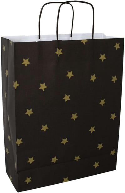 Papieren tasjes 50 stuks - Zwart en Goud en Print / Multi colour - A3 32x41x12 - Cadeautasjes - Papieren tasjes met handvat