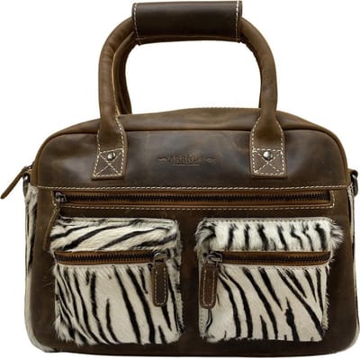 Zebra Tas – Cognac – Crossbody Dames Tas – Cowboybag – Schoudertas Leer - Lichtbruin - Westernbag