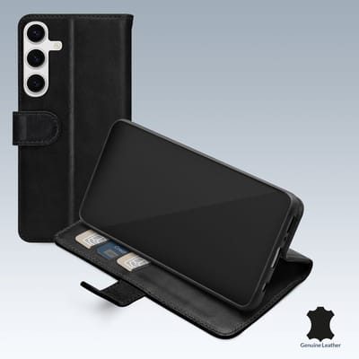 Mobilize Telefoonhoesje geschikt voor Samsung Galaxy S26 Hoesje Echt Leer | Mobilize Wallet Bookcase Portemonnee | Pasjeshouder voor 3 Pasjes | Telefoonhoesje voor Pinpas / OV Kaart / Rijbewijs - Zwart
