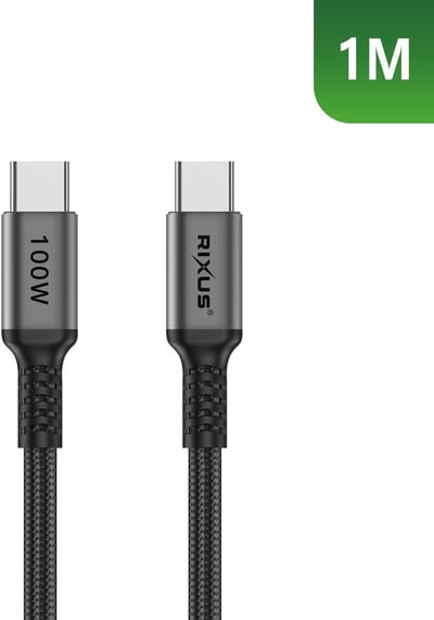 Rixus RXUC04 USB-C 2.0 To USB-C Cable 1m 100W Space Gray