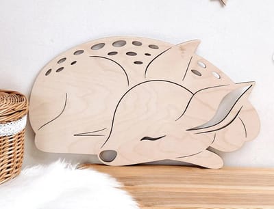 Slapen reekalf, decoratie kinderkamer, dierenbos decor, kinderkamer kunst aan de muur, meisjes kamer decor, kinderzimmer decoratie, babyzimmeer wanddekor