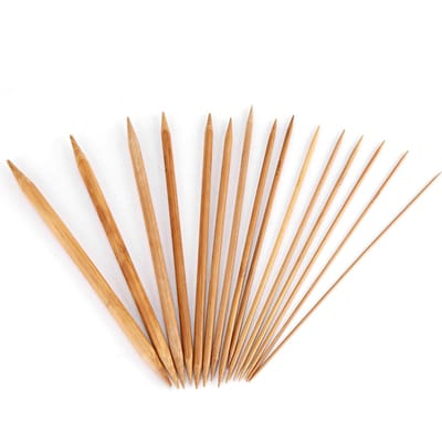 Bamboe Breinaalden Glad Dubbelpuntig Set 15 Maten van 2 mm tot 10 mm