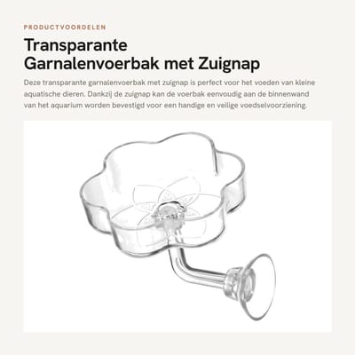 Dailygoods- Garnalenvoerbak met zuignap - Transparante voerbak - Acryl materiaal - Eenvoudig te reinigen - Ondersteunt watertank onderhoud - Voor kleine dieren