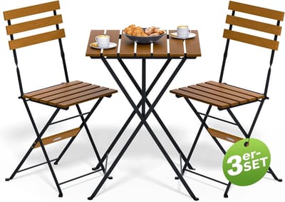 Bistroset 3-delig Inklapbaar Metaal en FSC Gecertificeerd Acaciahout voor Buiten en Tuin