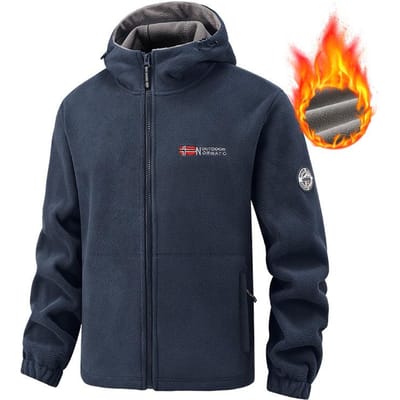 Herfst en Winter Noorse Europese Maat Heren Fleece Jas met Capuchon Koudebestendige Warme Jas M donkerblauwe kleur