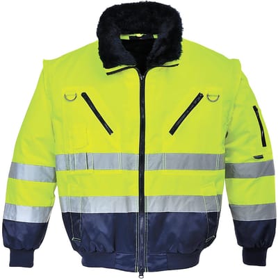 Pilotjack 3in1 Geel/blauw met reflectiestrepen Portwest PJ50.