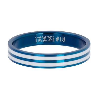 iXXXi Jewelry Vulring 4mm Double Line White Blauw - maat 17