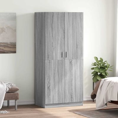 vidaXL - Kledingkast - 80x52x180 - cm - bewerkt - hout - grijs - sonoma - eikenkleurig