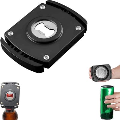 1 stuk - Aluminium blikopener - Blikopener - Zachte blikopener voor frisdrankblikjes - Handmatige 2-in-1 blikopener - Gebruiksvriendelijk - Zwart - 10 x 7 cm - Geschikt voor zachte aluminium blikjes met een diameter van 5-6 cm