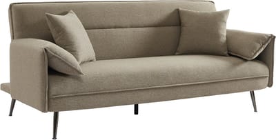 Slaapbank Hidde Beige - Koudschuim - Eucalyptushout - Breedte 199 cm - Zithoogte 44 cm - Zitdiepte 55 cm - Zitbreedte 188 cm