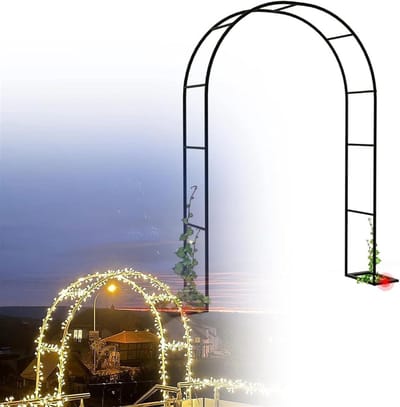 Metalen Tuinboog - Decoratieve Boog - Planten Ondersteunen - Dubbele Montageopties - 200 x 230 cm - Wit
