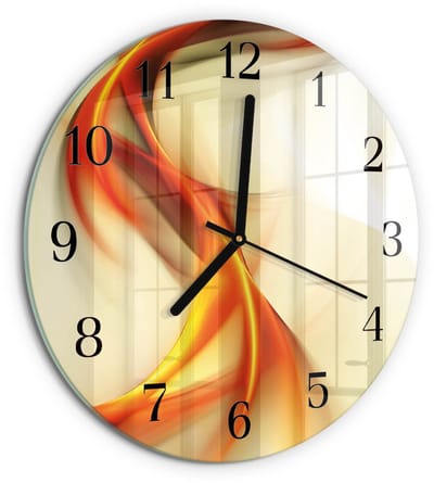 Tulup Wandklok - Abstractie Moderne Glazen Wandklok - 30fi cm - Veelkleurig Wandklok Glas Met Motief - Zwarte Handen - Ronde Wandklok - Glazen Wandklok Design - Klok Glas Met Opdruk