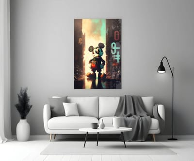 Glasschilderij – Cartoon Karakter - Street Art Stijl – Wanddecoratie - 72x46 cm