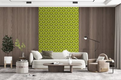 Behang - Fotobehang Patronen - Retro - Regen - Druppel - Groen - Breedte 200 cm x hoogte 300 cm