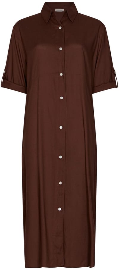 Pastunette Premium - Jurk - Ivory Shore - Viscose - Bruin - Doorknoop - Maat 48